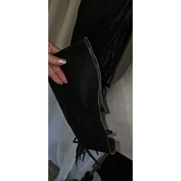 HIMALAYA MOTOR BIKE WEAR 100% Leather Chaps Size Small Zipper Motorcycle Black - Picture 11 of 11